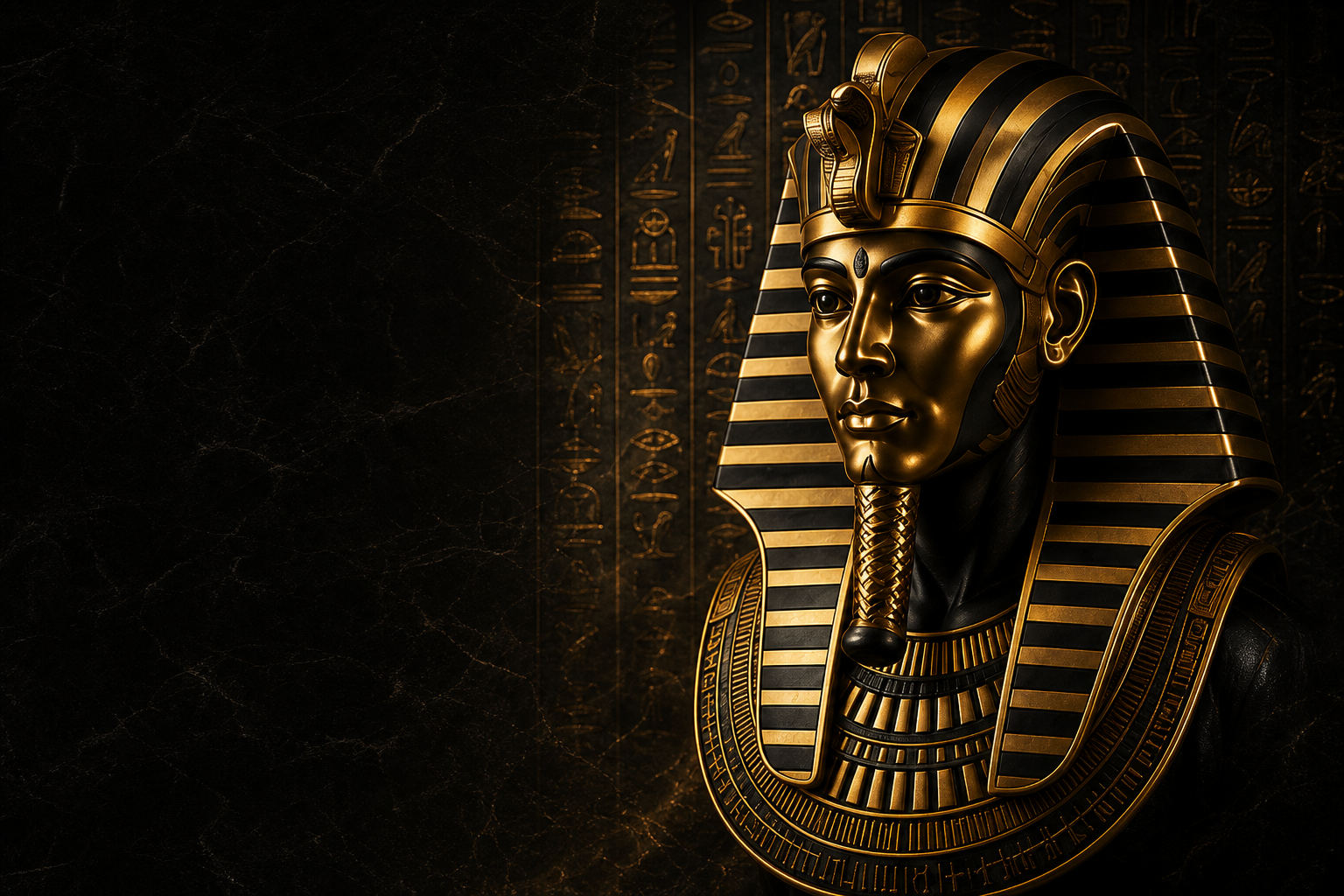 Pharao Kollektion in schwarzem Marmor und goldenem Licht