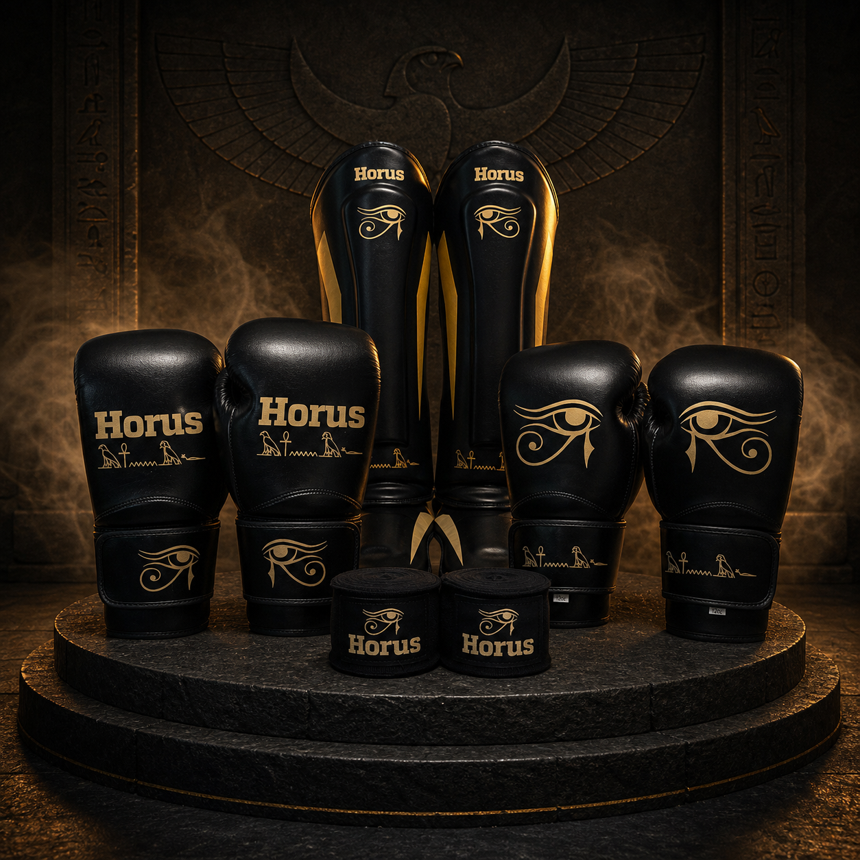 Collector Expert Set in Gold mit Handschuhen, Schienbeinschonern und Bandagen