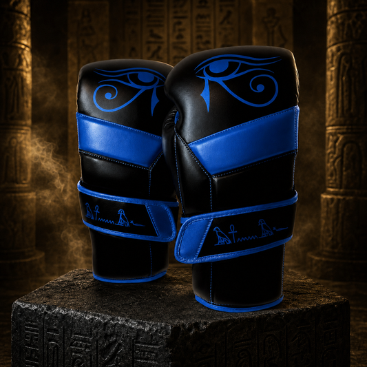 Pharao Spiral-Glove in Anubis-Blau auf schwarzem Basaltsockel